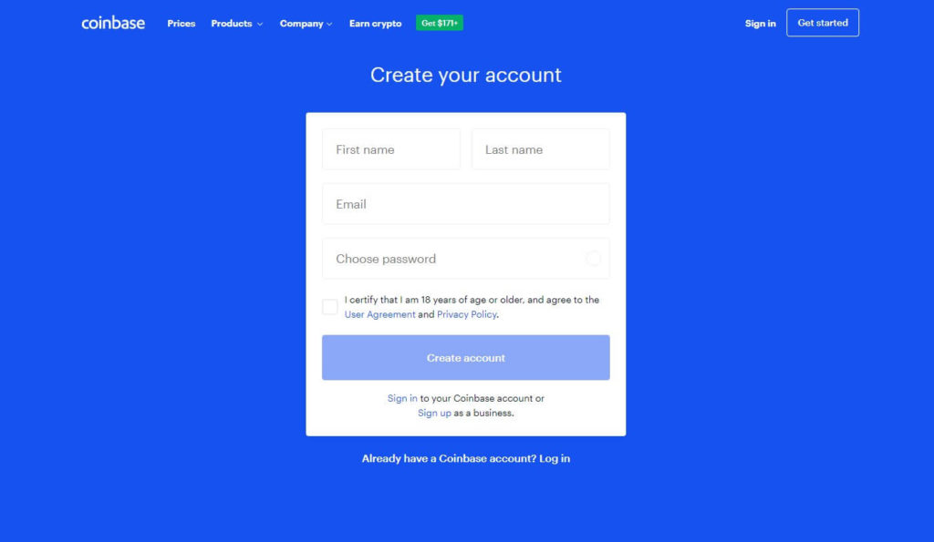 register on coinbase