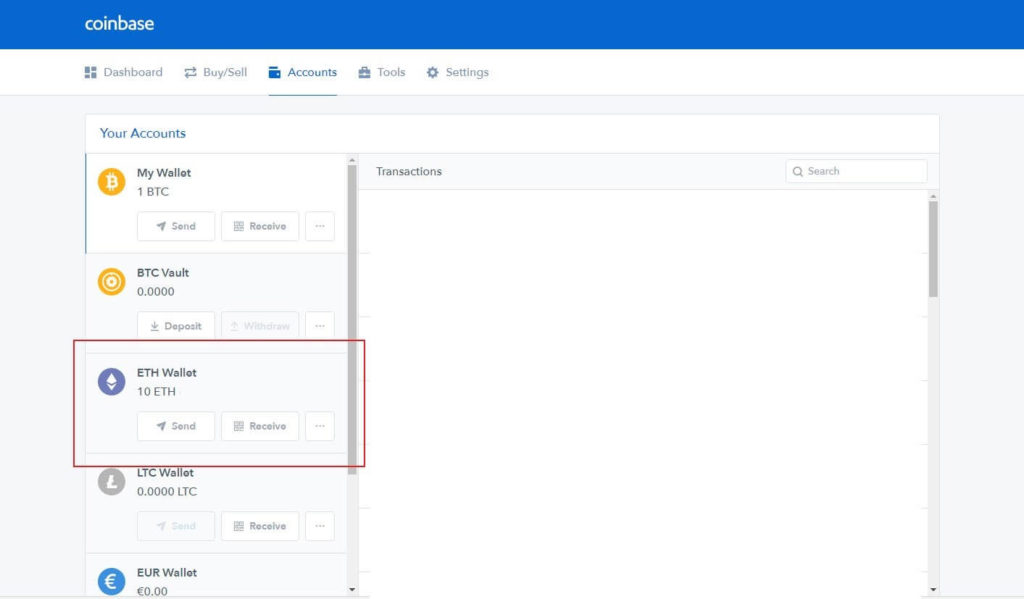 transfer ethereum from coinbase to binance